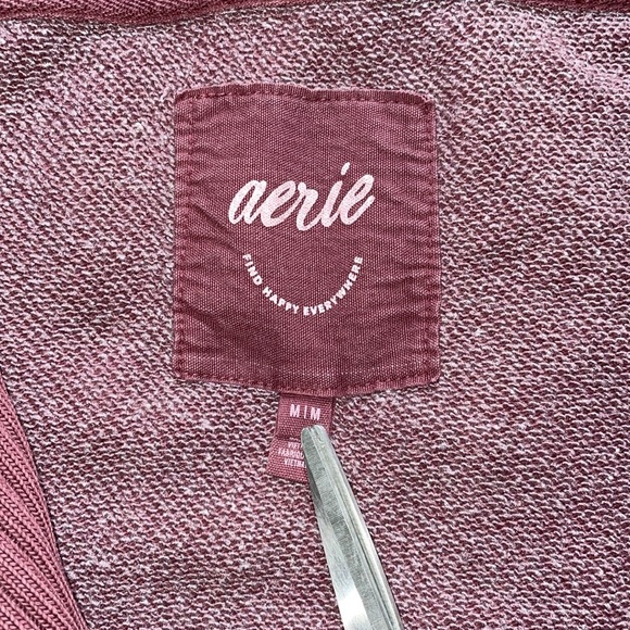 Aerie Oversized Cowl Neck 3/4 Zip Sweatshirt Maroon Size Medium - Picture 3 of 9